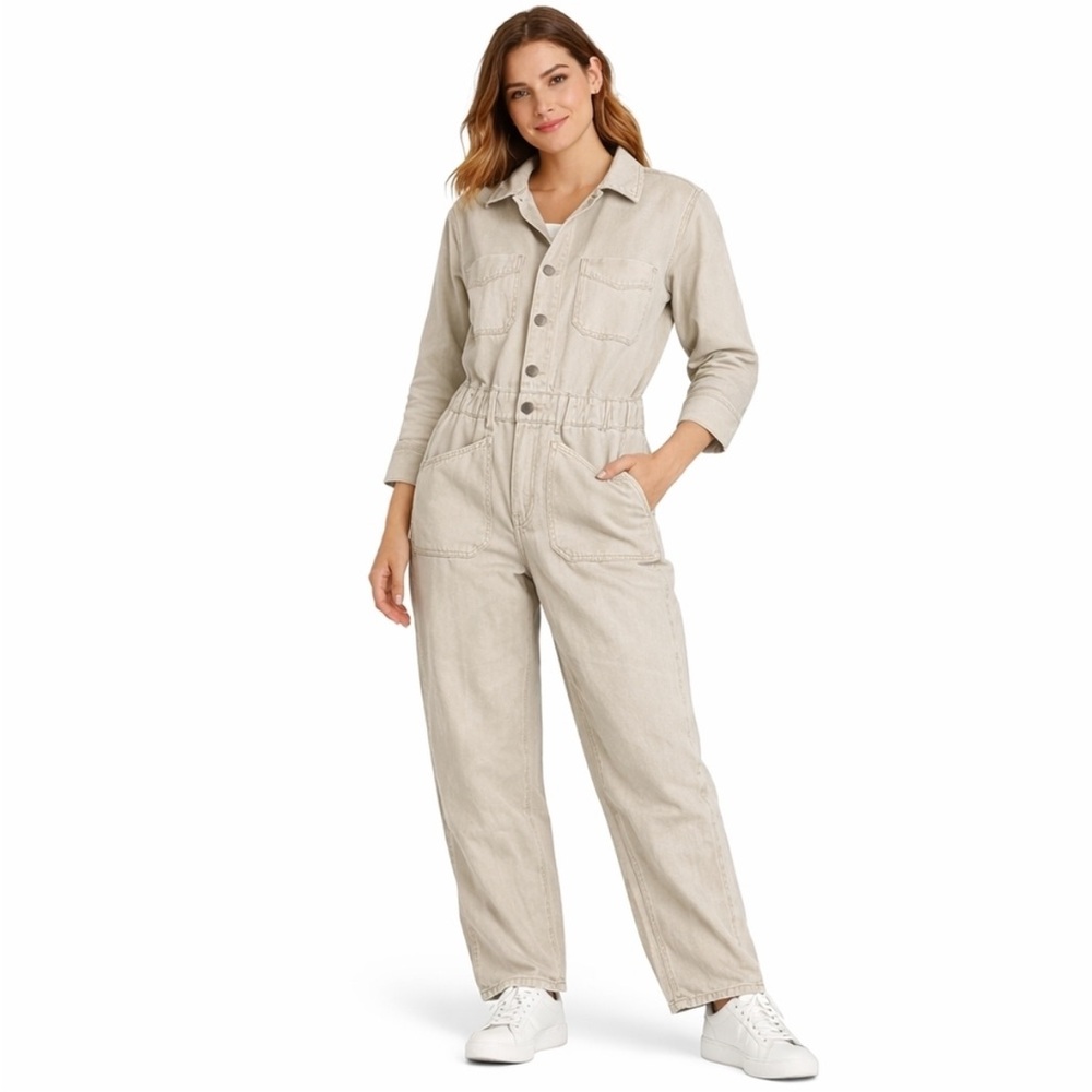 NWT Universal Thread Beige Jean Long Sleeve Jumpsuit